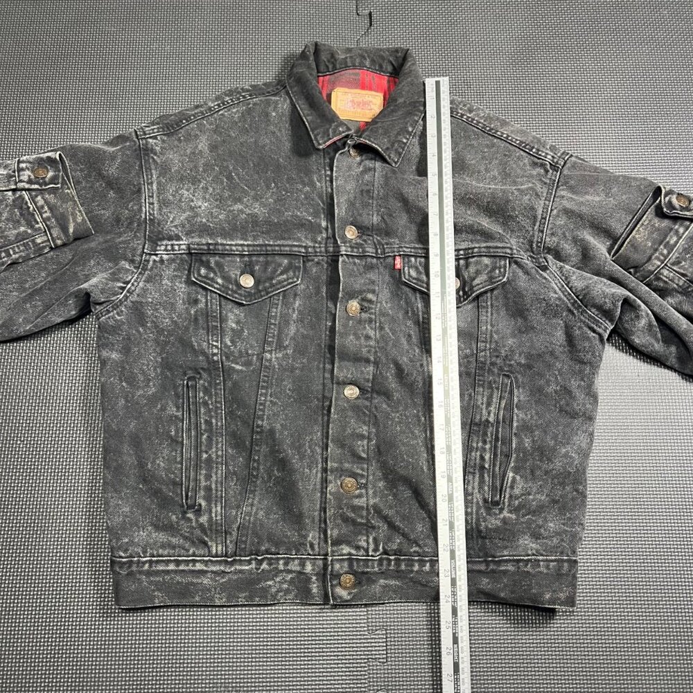 Levis Vintage1987 Acid Wash Denim Jacket Red Plaid Lining Made In USA Size M - Picture 8 of 10